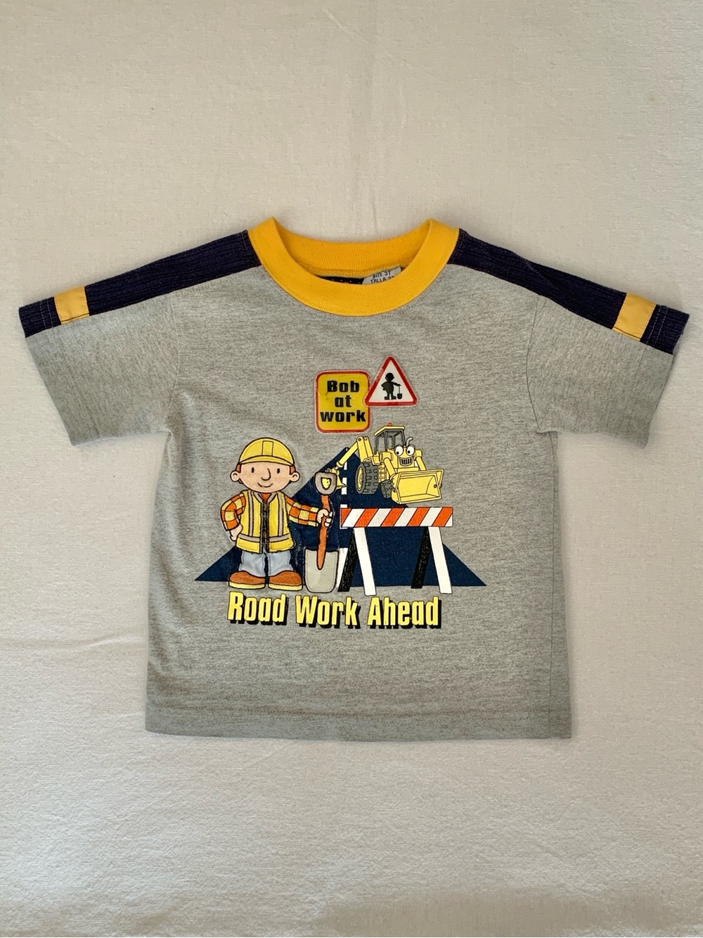 2003 Bob The Builder Road Work Ahead Y2K Rare Vintage Embroidered Shirt 3T